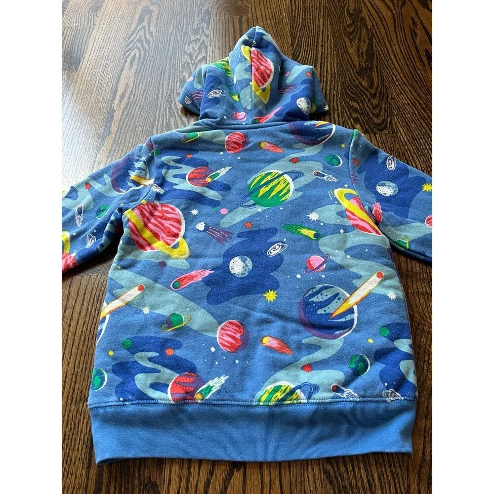 Mini Boden Kids' Shaggy Lined Print Hoodie in Space (5-6Y)